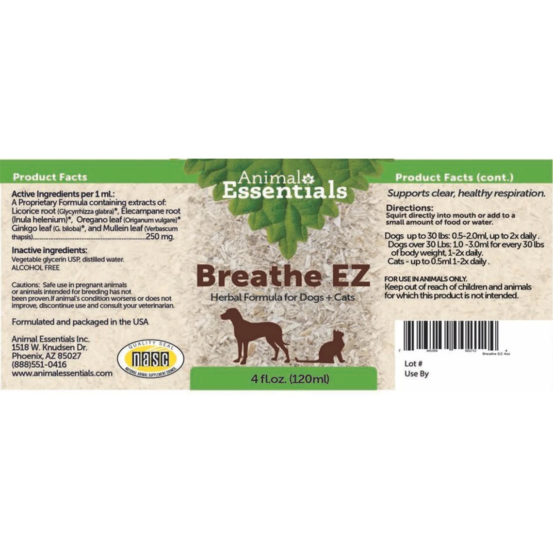 Animal Essentials Breathe EZ Liquid Herbal Formula For Dogs & Cats 4 Animal Essentials Breathe EZ Liquid Herbal Formula For Dogs & Cats - Image 2