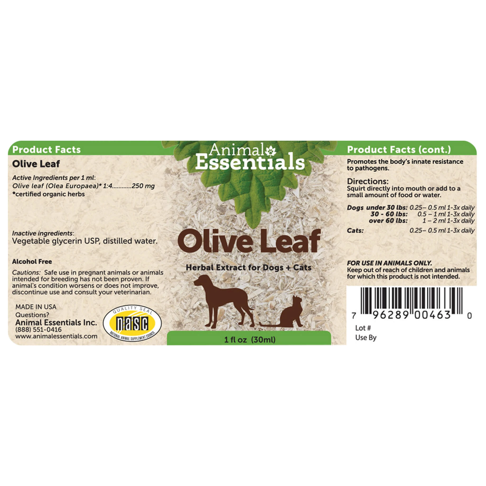 Animal Essentials Olive Leaf Herbal Extract Liquid For Dogs & Cats - Image 2