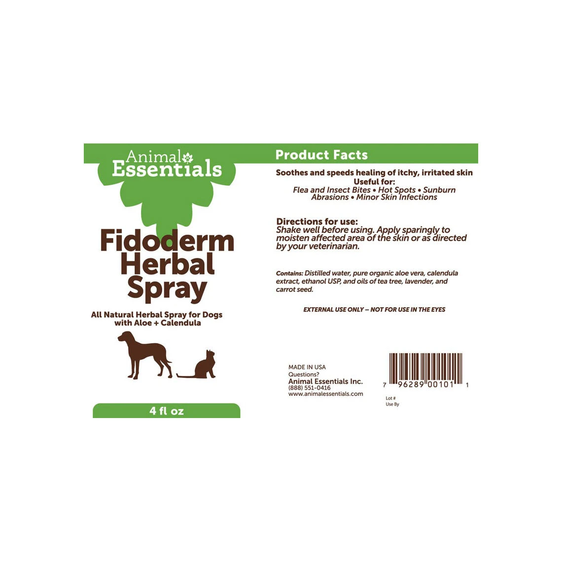 Animal Essentials FidoDerm Herbal Skin Spray For Dogs - Image 2