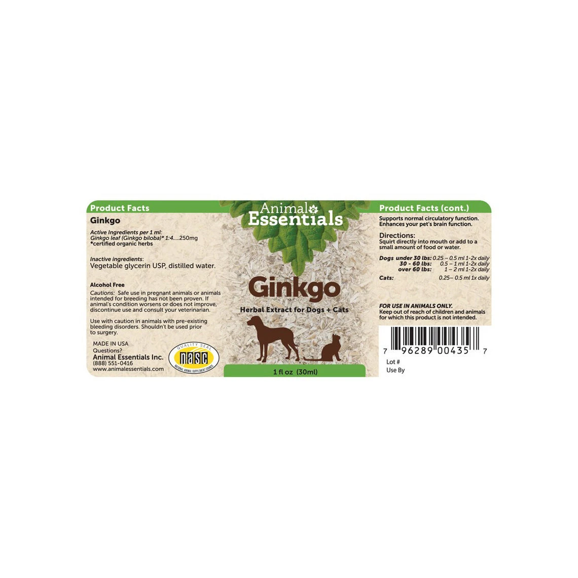 Animal Essentials Ginkgo Liquid Herbal Extract For Dogs & Cats - Image 2