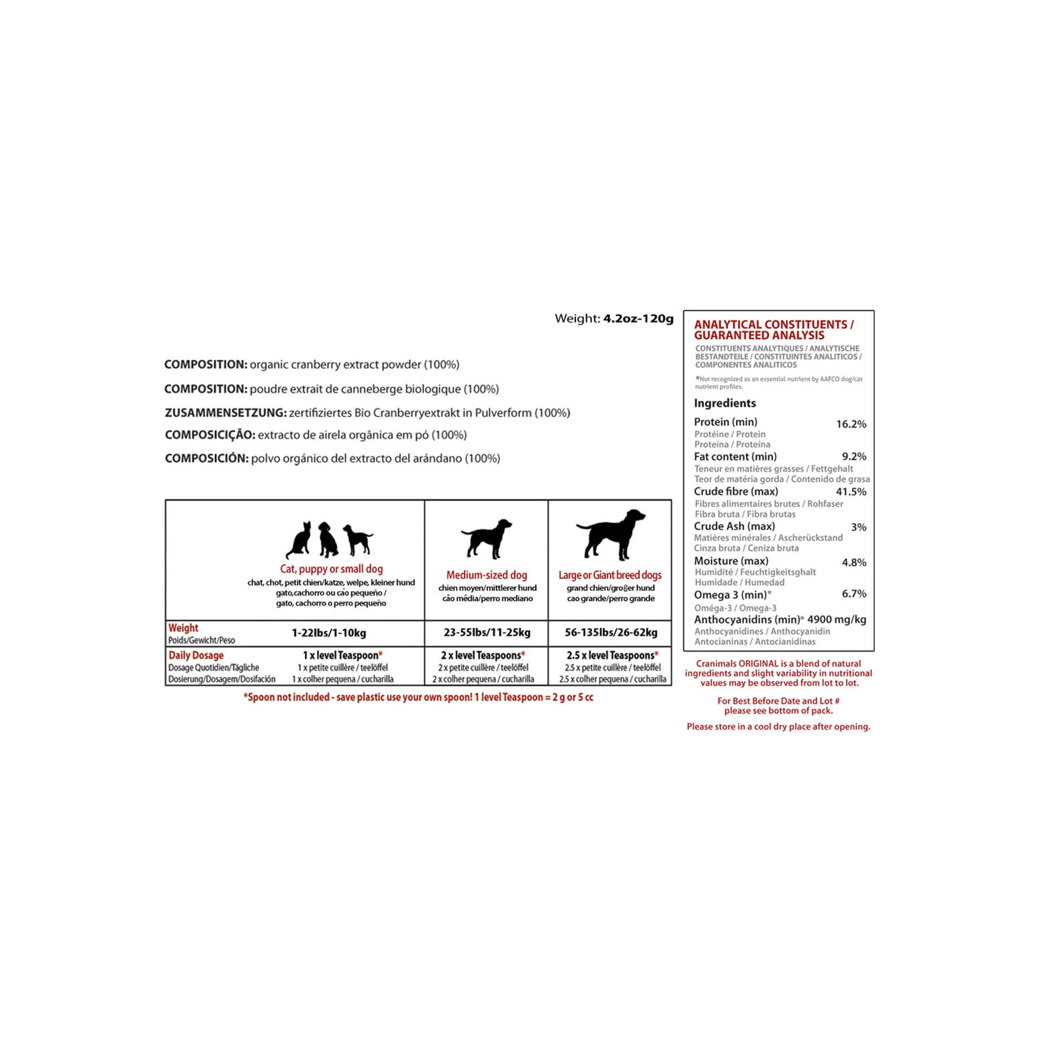 Cranimals Original Urinary Tract Organic Cranberry Extract Supplement For Dogs & Cats - Image 2