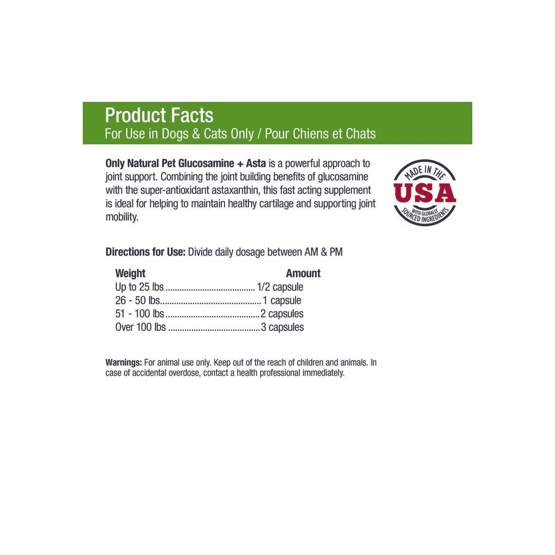 Only Natural Pet Glucosamine + Asta Joint Supplement For Dogs & Cats - Image 3